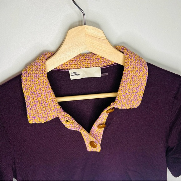 Tory Burch knit collar polo top size xsmall - Picture 4 of 8